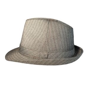 Fedora brown herringbone pattern hat OS